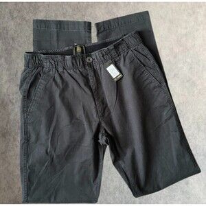 FX Fusion Mens Pants Black Flat Front Straight Leg Stretch Chino Size 32x34 NEW!